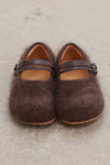 SWAYING Fall/Winter 2025: Cashmere-trimmed leather flat shoes SW-SW25AW4P06C3S37-HZ, Red-brown